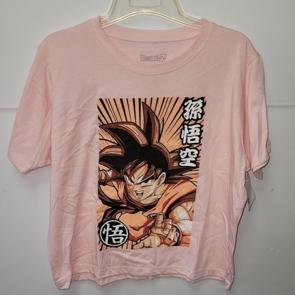 Dragon Ball Z Graphic Tee Women Sz L Pink Goku Anime Short Sleeve Y2K Streetwear